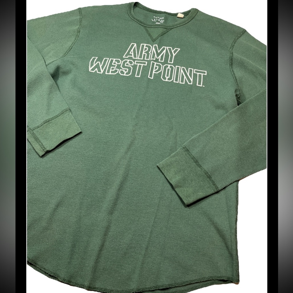 Army West Point GREEN THERMAL waffle Knit Shirt Long Sleeve Mens Size Medium Med